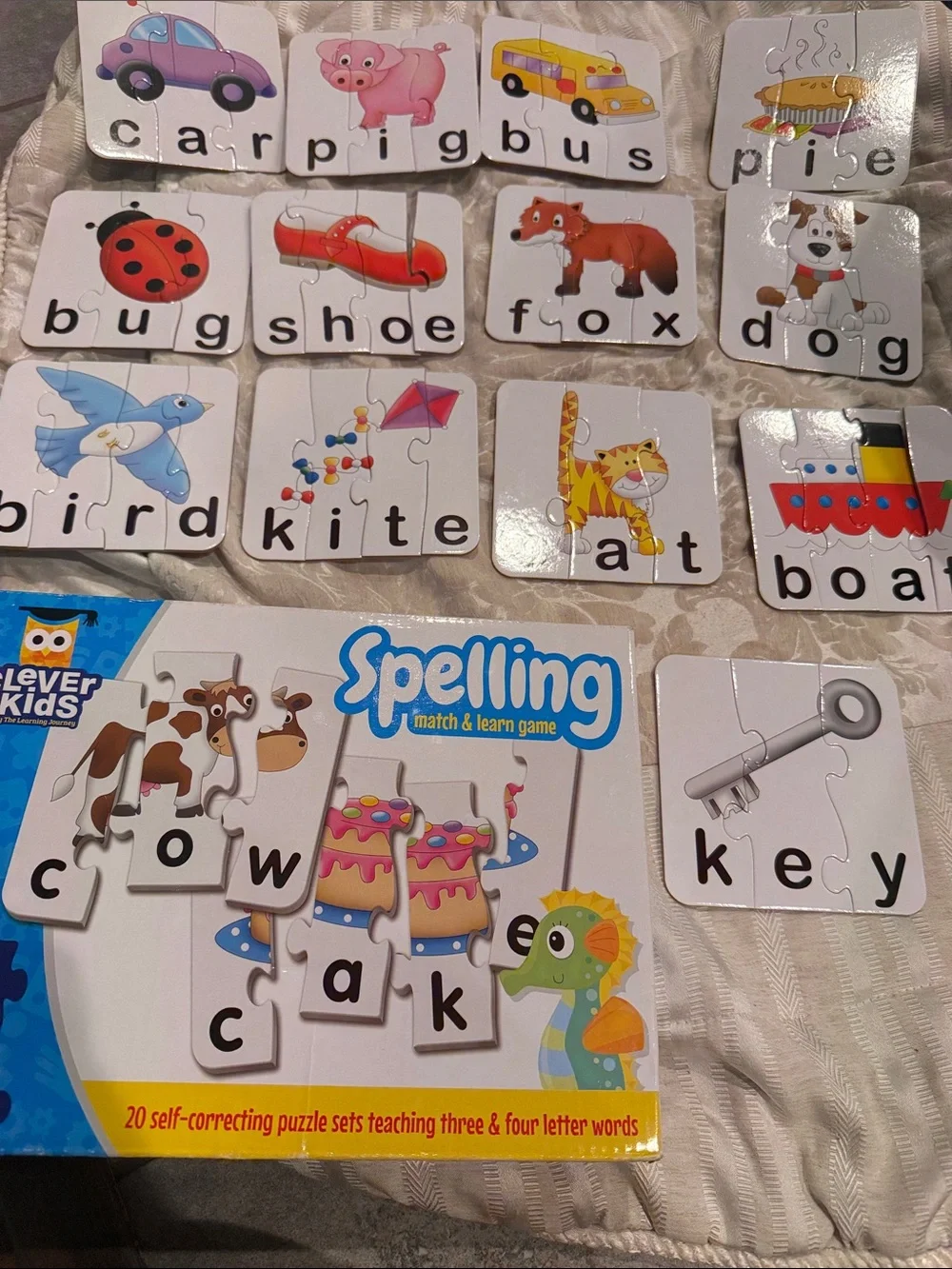 Spelling Math & Learn Game Kids Puzzle - Blue/White